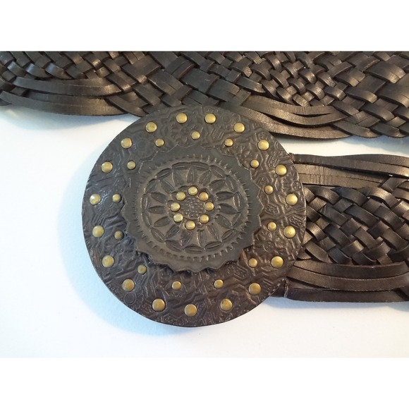 Elegant Black Braided Belt with Decorative Studs - Picture 3 of 6